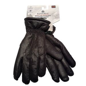 Rainforest $59 men's luxe touch faux leather gloves s/m black NWT